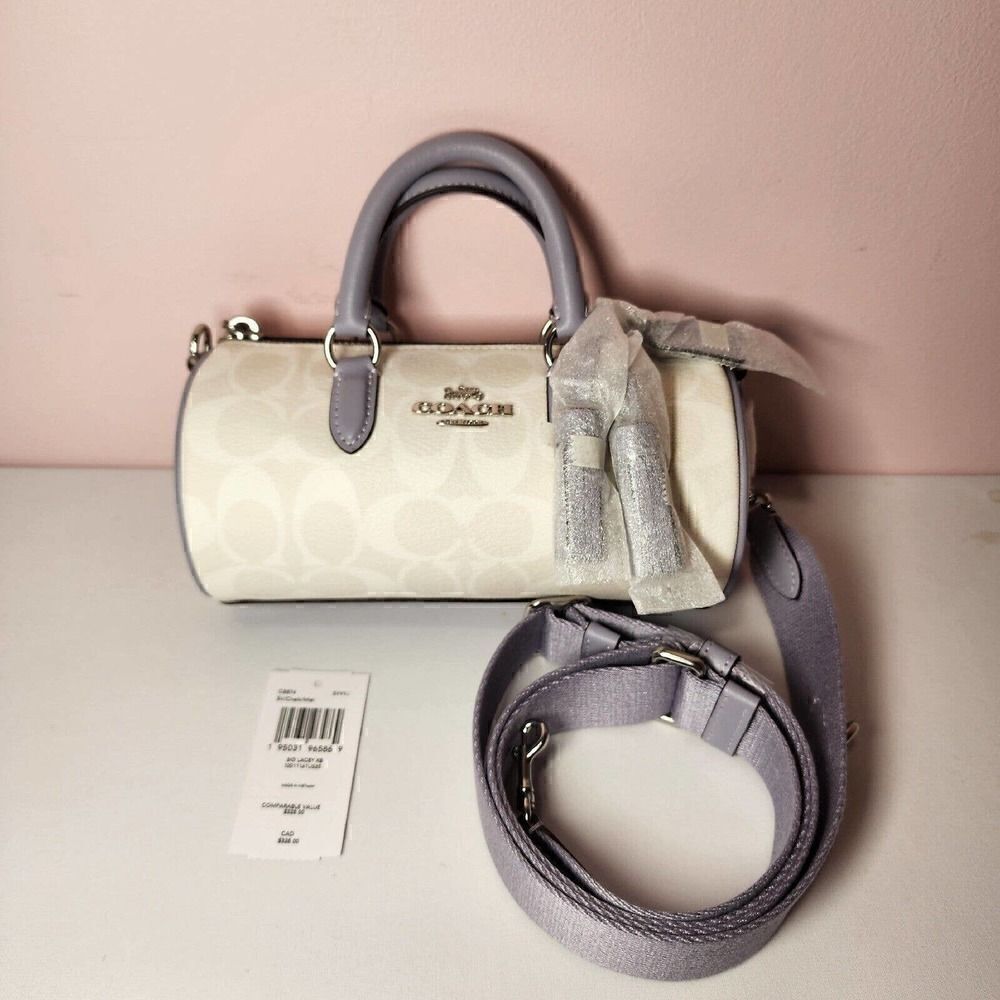 Nwtcoach Cb874 Lacey Crossbody In Signature Canvas Chalk Mist Purple